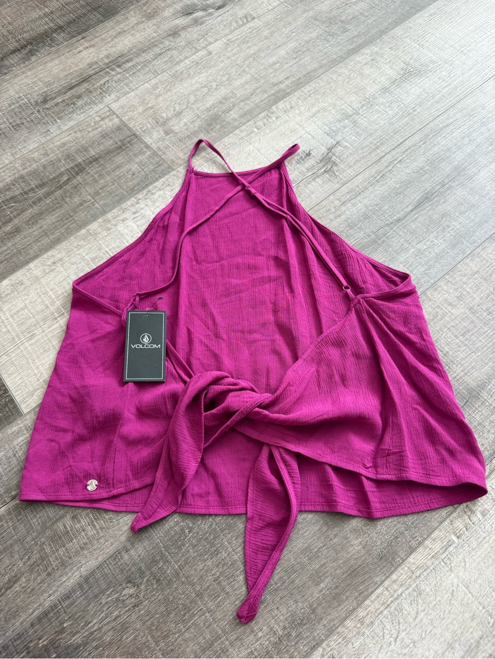 Volcom Women’s Fuchsia Tie-Front Halter Camisole